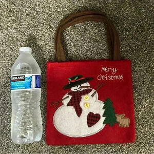 Merry‎ Christmas small reusable felt gift bag with snowman
